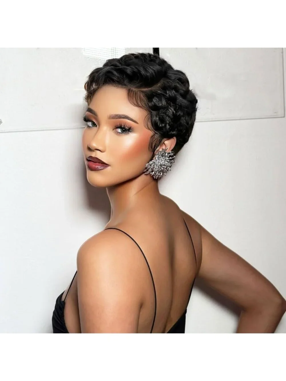 Curly Pixie Cut Wig for Women | 13x4 HD Lace Front, Glueless, Short Bangs